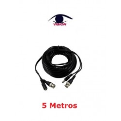 Cable de 5 mts para cámaras de seguridad de BNC Macho + DC macho a BNC Macho + DC hembra / VP5M-2C(5M) - VP5M-3C(5M) - Vision (Cod:9045)