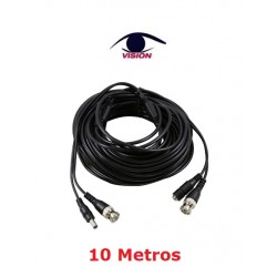 Cable de 10 mts para cámaras de seguridad de BNC Macho + DC macho a BNC Macho + DC hembra - VP10M-2C(10m) / VP10M-3C(10m) - Vision (Cod:9046)