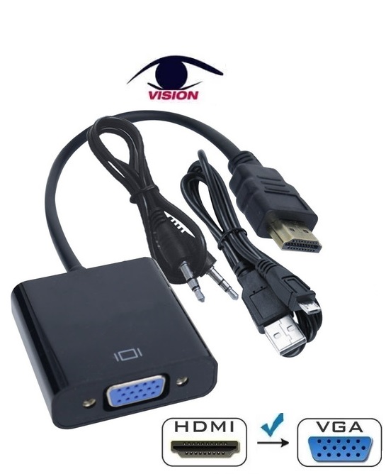 Conversor HDMI a VGA con audio y alimentación 