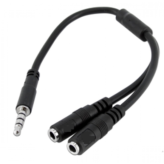 Cable adaptador Auxiliar de plug 3.5 a 2 Jack 3.5 - para 2 auriculares (Cod:9222)