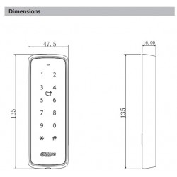 DHI-ASR1201D - Lector de tarjeta para exterior Rfid con teclado - Dahua (Cod:9116)