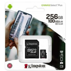 Memoria Micro SDHC con adaptador SD  256GB SDCS2/256GB Kingston Clase 10 100mbs (Cod:9214)