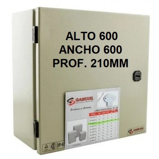 Gabinete Metálico estanco de sobreponer  - IP-65 - Con bandeja galvanizada - ALTO 600 ANCHO 600 PROF. 210 MM - GE 6060-21 - Gabexel (Cod:9314)