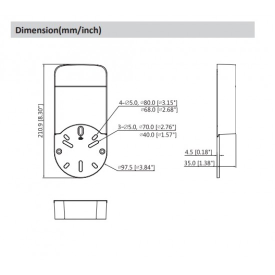 DH-PFA12A - Caja de paso estanca de Plástico resistente a la intemperie - 210.9mmx97.5mmx35mm (8.3”x3.84”x1.38”) - Dahua (Cod:9358)
