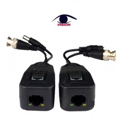 Par Video Balun pasivo de BNC A RJ45 - 5 MPx - HD- CVI / TVI / AHD - con potencia: 1 canal de potencia (DC12V) - Transmisor y receptor Video (par) - PV22H-1 - Vision (Cod:9393)