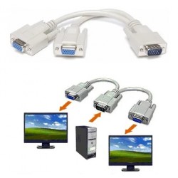 Cable adaptador Splitter VGA Macho a 2 VGA Hembra - Duplica la imagen - Vision (Cod:9426)