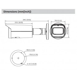DH-IPC-HFW3441TP-ZAS-27135 - Camara Bullet Varifocal - 2.7/13.5 mm - Wizsense - 4 Mpx - IR 60 Mts - IP67 - Metalica - Ranura para Micro SD - PAL - H265+ - Dahua (Cod:9465)