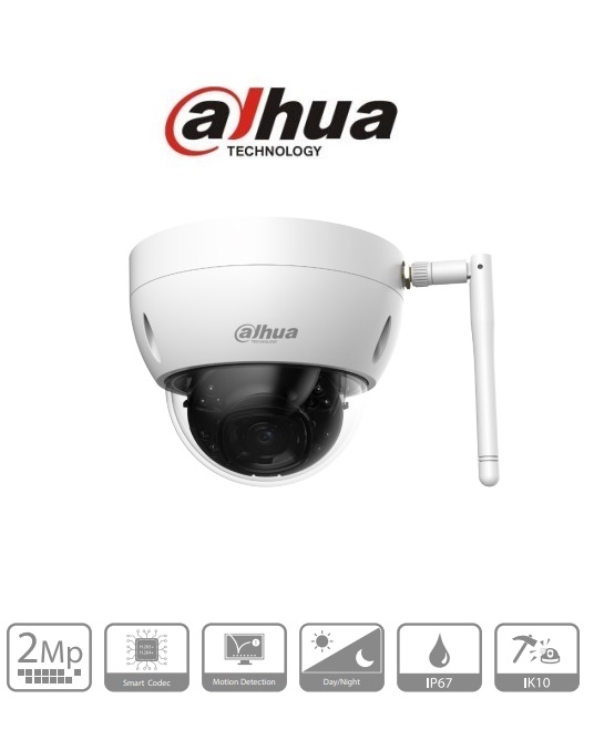 Cámara de Seguridad Domo IPC 2MP IR30 2.8mm IP67, IK10 Wi-Fi Dahua DH-IPC