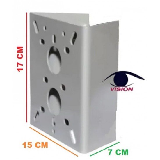  Soporte Metalico de camara para poste  - 17 x 15 cm - Blanco - Vision (Cod:9776)