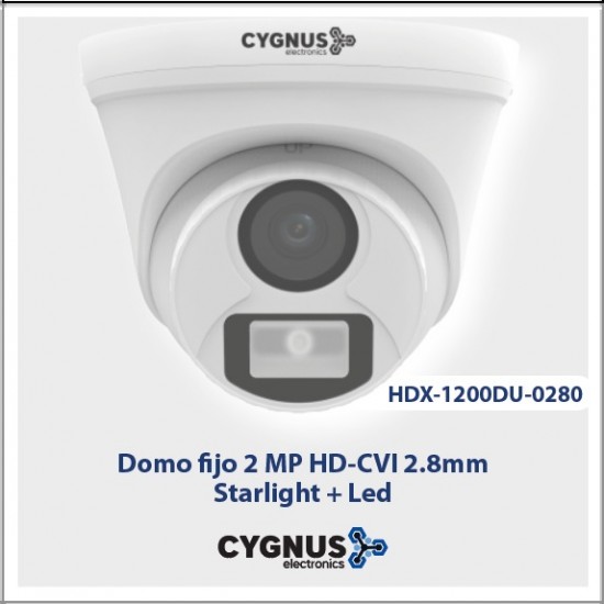 CY-HDX-1200DU-0280 - Camara Domo - IP67 - Starlight + Led - Cygnus (Cod:9807)