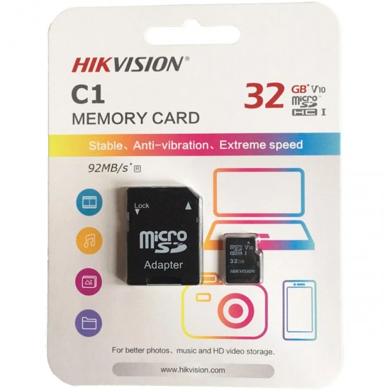 Memoria SD con adaptador micro SDXC - 32GB - Clase 10 - HS-TF-C1 32GB - HIKVISION (Cod:9922) Memoria SD con adaptador micro SDXC - 32GB - Clase 10 - HS-TF-C1 32GB - HIKVISION (Cod:9922)