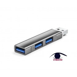 HUB313 - Hub Usb 3.0 - 3 puertos - 2 USB 2.0 - 1 UBS 3.0 - Gris - Vision (Cod:9928)