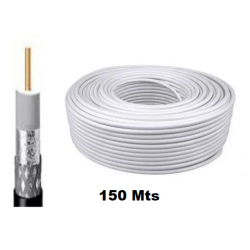 Cable Coaxil RG6 - 75º C -  75 ohms - 6.93mm - 3GHz - 150Mts - Blanco (Cod:9935)