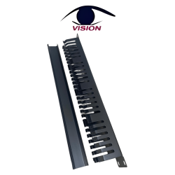 PCING1.0MM - Organizador de cables de red horizontal para montaje en rack de 24 puertos y 19 pulgadas (1U) con tapa - Vision (Cod:9945)