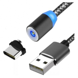 Cable USB C con imán - Tipo C macho con imán a USB macho - 1 Mt - 2A (Cod:9957)